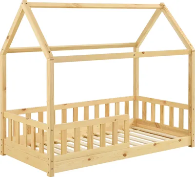 Obrázok produktu pre Detská posteľ Marli 28482, domček s ochranou proti pádu, lamelový rošt a strieška, 80 x 160 cm