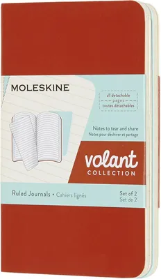 Immagine prodotto di Moleskine Volant, Set di 2, Copertina morbida, XS (6,5x10), Foderato, Rosso corallo, Blu acquamarina