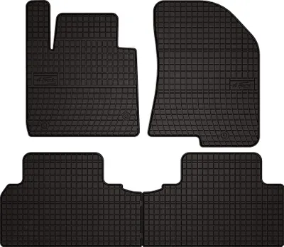 Image de Tapis de sol voiture en caoutchouc pour Kia Carens IV (2013-2018, monospace) Noir, lot de 4 pièces, fixations