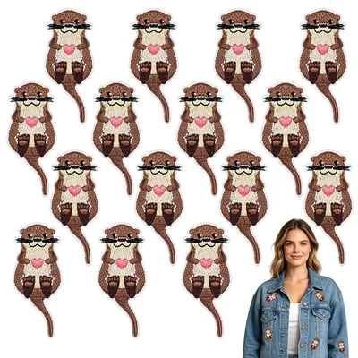 15 Otter-Bügelpatches, Aufbügelflicken für Textilien