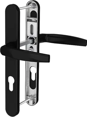 Produktbild von Aluminium Schmalrahmengarnitur Schwarz 92mm PZ Wechselgarnitur Haustür Nebeneingangstür Drücker/Drücker 87-102mm nein