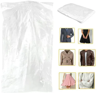 Produktbild von Pack of 50 Garment Bag Transparent Clothing Dust Cover Dustproof Hanging Clothes for Dry Cleaner, Home Storage,Travel, Clothes Storage Closet