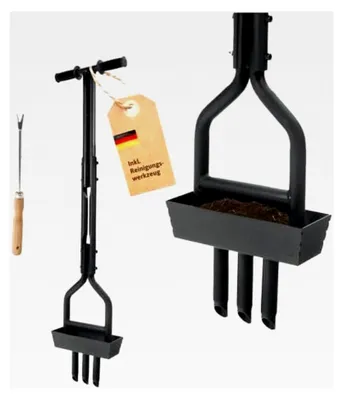 Produktbild von Manueller Rasenlüfter - 3 Stahlzinken mit Kernsammelrahmen - Hand-Aerifizierer zur Moosreduzierung und Verbesserung der Nährstoffaufnahme - 99 cm