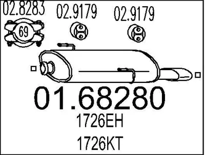 Produktbild von MTS 01.68280 Endschalldämpfer passend für PEUGEOT 206 Schrägheck (2A/C) Auspuff