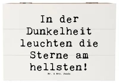 Produktbild von Mr. & Mrs. Panda Kiste Spruch Angst vor Dunkelheit überwinden 22 x 15 cm - Weiß - Geschenk, Sterne leuchten, Schatulle, liebevolle Handarbeit, Zuversicht, Mut machen