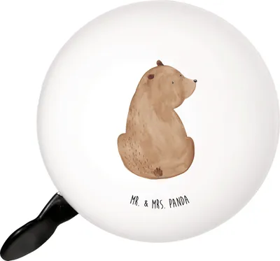 Produktbild von Mr. & Mrs. Panda Fahrrad-Klingel Bär Schulterblick - Weiß - Geschenk, Teddy, Motivation, Weisheit, klingel fahrrad, Für, Bären, glocke, Fahrradklingel, Weltansicht