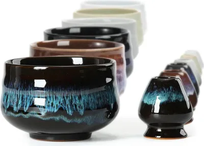 Immagine prodotto di Ciotola giapponese per matcha in ceramica porta frusta 510ml blu Ciotola per tè Chawan