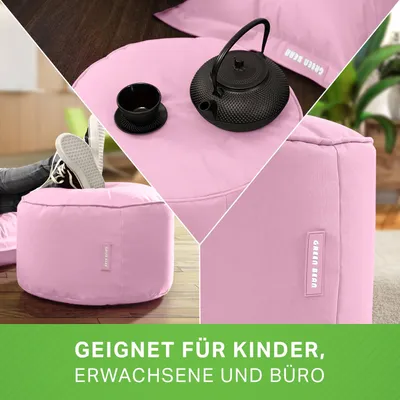 Produktbild von Green Bean® Sitzsack-Hocker "Stay" 45x25cm mit EPS-Perlen Füllung - Fußhocker Sitz-Pouf für Sitzsäcke - Fußablage Sitzkissen Sitzhocker Rosa