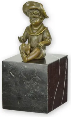 Produktbild von Bronzeskulptur eines kleinen Jungen Replikat Retro Design Dekoration