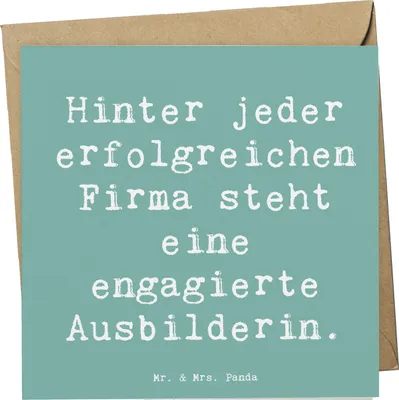 Produktbild von Mr. & Mrs. Panda Klappkarte Spruch Engagierte Ausbilderin - Meeresbrise - Geschenk, Auszubildende, handgefertigte Geschenke, anlasskarte, Berufsausbildung, doppelkarte