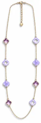 Immagine prodotto di Collana lunga, catenella sottile con ciondolo a trifoglio viola, senza nichel, Sweet7