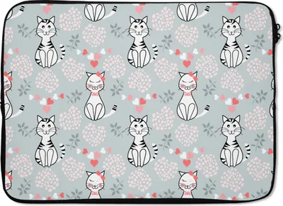 Produktbild von MuchoWow® Laptop Hülle 13 Zoll Muster - Katze - Herz - Mädchen - Kinder - Mädchen Laptoptasche - Laptophülle - Sleeve - Rundumschutz