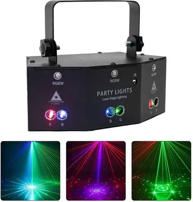 Produktbild von Bühnenbeleuchtung, ferngesteuerte Laserlampe mit 9 Augen (6 Laser + 3 weiße LED-Lichtlöcher), LED-Discolicht