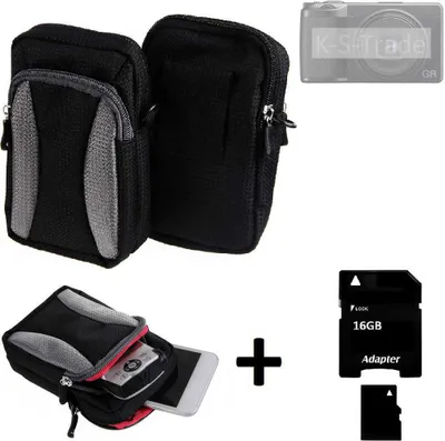 Produktbild von Kompatibel mit Ricoh GR IIIx Gürtel Tasche Holster Umhänge Tasche Fototasche Schutz Hülle schwarz-grau + Extrafach K-S-Trade