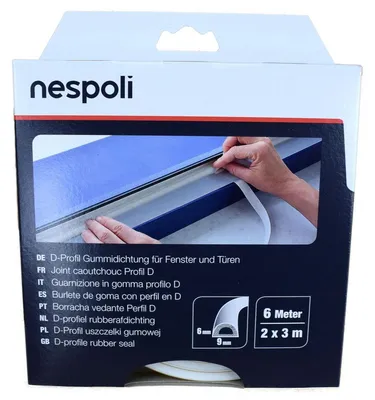 Produktbild von Nespoli Fenster- und Türdichtung mit D-Profil je 3 m, 9 x 6 mm, weiß, 2 Stück