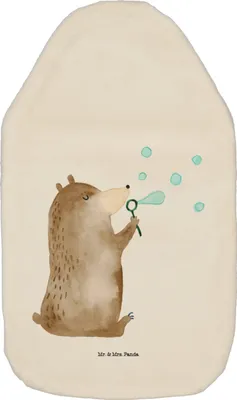 Produktbild von Mr. & Mrs. Panda Wärmflasche Bär Seifenblasen - Weiß - Geschenk, mit Bezug, Lustig Sein Glücklich Traurig Happy, Wärmekissen, Wärmflaschen, Bettflasche, wärmebeutel