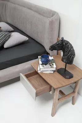 Produktbild von Garnitur Schlafzimmer Doppelbett Bett Nachttische Grau Set 3tlg Stoff