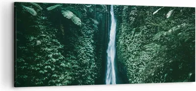 Produktbild von Bild auf Leinwand - Leinwandbild - Einteilig - Tropen Wasserfall Dschungel - 120x50cm - Wand Bild - Wanddeko - Wandbilder - Leinwanddruck - Bilder - Wanddekoration - Leinwand bilder - AB120x50-5103