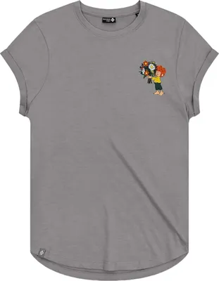 Produktbild von Bavarian Caps Damen T-Shirt , Pumuckl Blumenstrauß - Grau, L