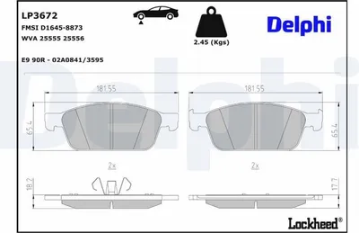 Produktbild von DELPHI Bremsbeläge Satz Vorne Bremsklötze für FORD Kuga Mk2 (DM2) LP3672