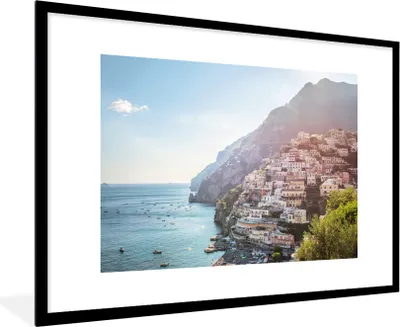 Produktbild von MuchoWow® MuchoWow® Gerahmtes Poster Italien - Felsen - Häuser 90x60 cm - Poster mit zchwarzem Bilderrahmen - Wanddekoration - Fotos