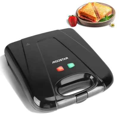 Produktbild von Aigostar - XXL Sandwichmaker für 4 Sandwiches mit Antihaftbeschichtung, 1400 W, Schnellaufheizung, Automatische Temperaturregelung, Vertikale Lagerung