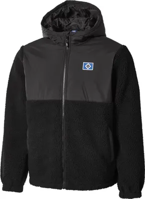 Produktbild von Hamburger SV HSV Fleecejacke Pars, Offizieller Fanartikel, Schwarze Jacke mit HSV-Raute, Kapuze und Reißverschlusstaschen, 100% Polyester