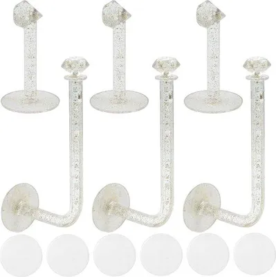 Produktbild von Selbstklebende Glitzer-Scrunchie-Set mit transparentem Material, 6-teilig, Armbandhalter, Horlogestandaard.