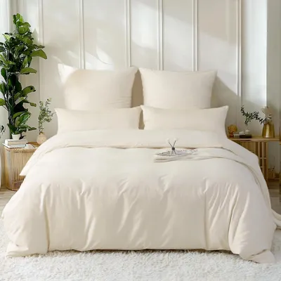Immagine prodotto di Set di lenzuola in raso di cotone, 135x200 cm, 4 pezzi, color beige