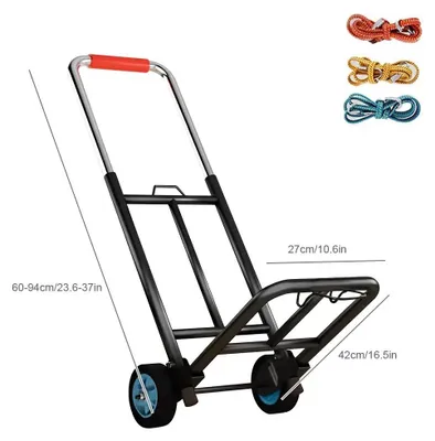 Immagine prodotto di Carrello portabagagli pieghevole - Carrello a mano - Portata 55 kg - Manico regolabile - 2 ruote - 27 x 42 x 94 cm - Nero