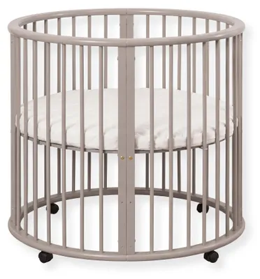 Image de Buxibo : Coffret pour bébé – Coffret en bois rond – Aire de jeux – Parois amovibles – Inclut un matelas – Monté sur roulettes – 85x85x85 cm – Couleur : marron