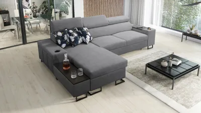 Produktbild von Kaiser Möbel s,modernes Ecksofa MELODY I MAXI mit Usb und Regal Sawana Grau Links