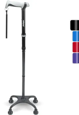 Image de Canne de marche quadripode réglable - 80,6 à 96,5 cm - Poignée ergonomique