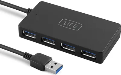 Produktbild von 4-Port USB Hub 1LIFE 1IFEUSBHUB4 USB 3.0 Schwarz