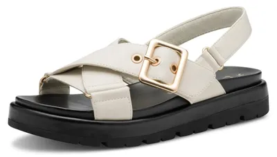 Produktbild von MARCO TOZZI Damen Sandalen flach mit Klettverschluss Bequem, Beige (Cream), 41 E