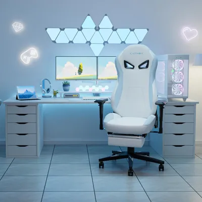 Produktbild von KARNOX Gaming Stuhl Ergonomisch mit Fußstütz, Bürostuhl Ergonomisch, Schreibtischstuhl, 150 kg belastbarkeit, 4D-Armlehnen, Atmungsaktiv inkl.