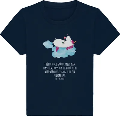 Produktbild von Mr. & Mrs. Panda Babyshirt Einhorn Verliebt 12. - 18. Monat - French Navy - Geschenk, Einhörner, Wolke, Unicorn, Baby Kurzarmshirt, Kinder T-Shirt, , Shirt, Liebe