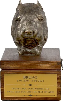 Produktbild von Flandrischer Treibhund, Bouvier des Flandres - Eine Ascheurne für Hunde mit einer Statuette, eine kleine Urne für Hunde, eine personalisierte Urne mit dem Porträt eines Hundes von der Marke Art-Dog.