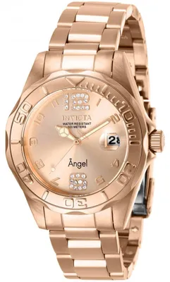 Zdjęcie produktu dla Invicta Angel 28681 Zegarek damski - Mechanizm kwarcowy - Stal nierdzewna z różowo-złotą tarczą - 38 mm