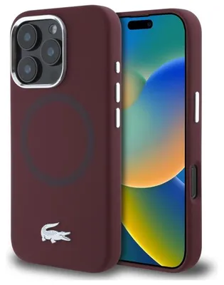 Zdjęcie produktu dla Etui Lacoste Silicone Croco Logo MagSafe do iPhone 16 Pro srebrny