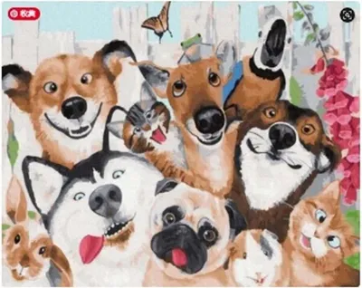 Produktbild von Kreatives Diamant-Mosaik-Set: Hunde und Katzen – 30 x 40 cm