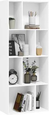 Produktbild von Bücherregal, Regal mit 8 offenen Fächern, Standregal Weiß, 60 x 143,5 x 29 cm