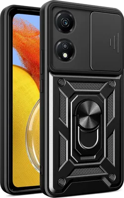 Image de Etui pour Honor X5 Plus, étui en silicone TPU avec anneau de support, protection de l'appareil photo Noir