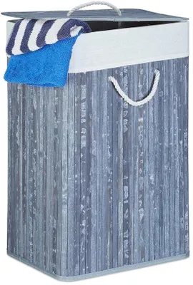 Image de Panier à linge rectangulaire 83 l, gris, pliable