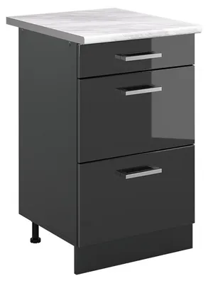Produktbild von Küchenunterschrank Vicco R-Line Anthrazit Hochglanz/Anthrazit 50 cm Arbeitsplatte Marmor, Model 69785