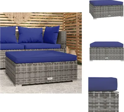 Produktbild von vidaXL Gartenhocker mit Kissen Grau 70x70x30 cm Poly Rattan -  Gartensofaelemente