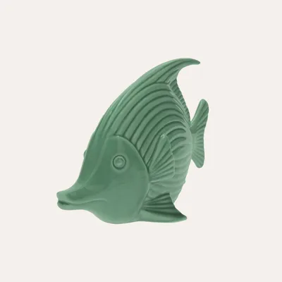 Produktbild von KEYHOMESTORE | Glänzend grüne Fischfigur aus Keramik