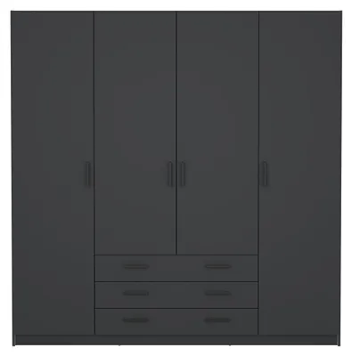 Image de CALICOSY - Armoire 4 portes et 3 tiroirs L196 cm - PRINT