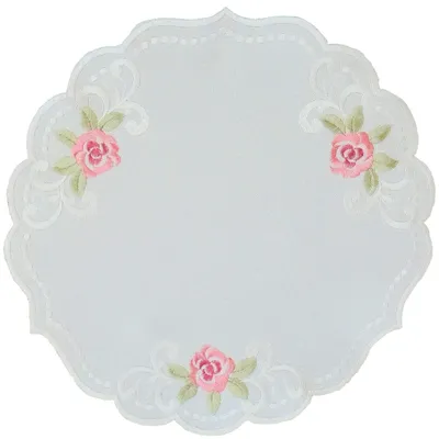 Immagine prodotto di MARGIT tovaglia rotonda ricamo motivo rose poliestere Ø 30 cm