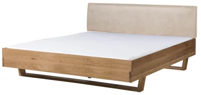 Produktbild von MASSIVMOEBEL24.DE Bett Eiche 140x200x85 natur geölt, Kopfteil beige FICHTELBERG #125